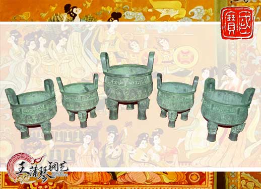 銅鼎，銅五鼎，中國鼎，佛像用鼎